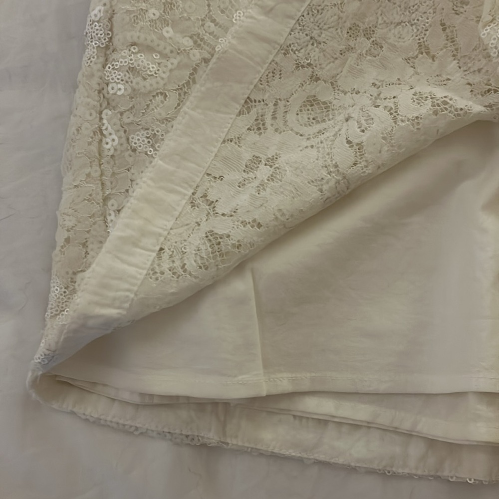 Vintage Hollister cream sparkly sequined lace skirt, size small - Picture 4 of 6